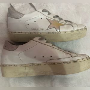Golden Goose hi star in white and silver authentic